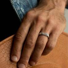 1pc Customized Coordinate Stainless Steel Couple Rings, Minimalist Vintage Style Unisex Engraved Name/Date/Location Rings, Luxury Gift Box Packaging, Birthday/Anniversary Gift - Silver - View 3