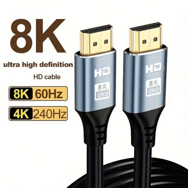 8K High Definition TV 2.1 Cable, Length 1m/1.5m/2m/3 Meters, 48Gbps High Speed, Supports 3D 8K@60Hz, 4K@120Hz, 144Hz, EARC, HDR10, HDCP 2.2 And 2.3, DTS:X, Dynamic HDR, Compatible With Roku TV/HDTV/Round Male-To-Male