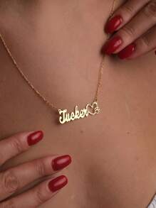 1Pc Customized Heart Dog Paw Name Necklace For Women Gold Color Stainless Steel Geometric Necklace Pet Party Jewelry Gift