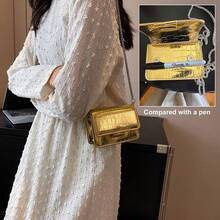 Small Crossbody Purse Bag Women,Cute Metallic-Embossed Handbag With Chain Strap - Vàng - Xem 5