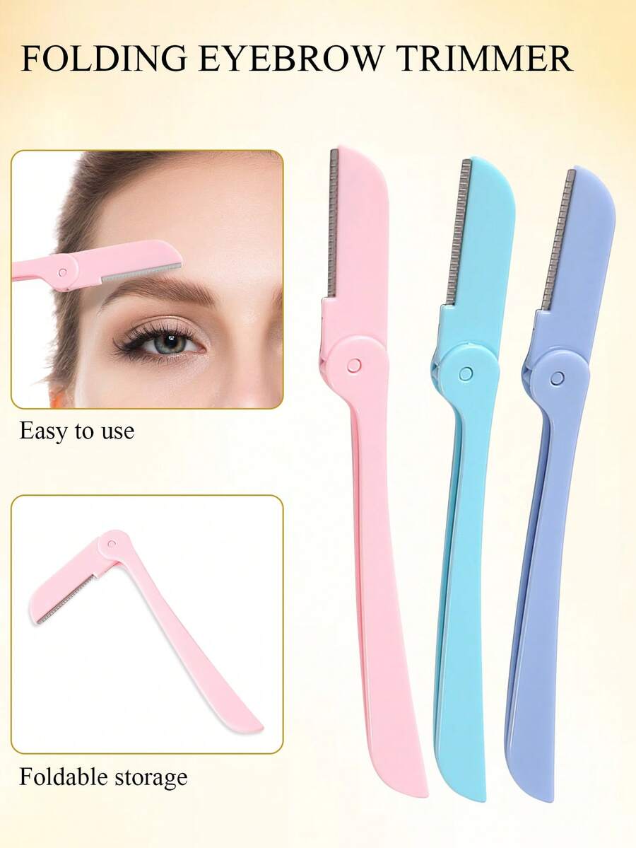 10-Piece Foldable Safety Eyebrow Razor, Eyebrow Trimmer With Safety ...