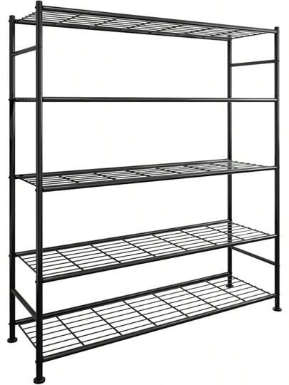 5 Tier Shelf Organizer, Heavy Duty Garage Shelving Unit With Leveling Feet, Stable Metal Shelves Organizer For Pantry, Kitchen And Closet