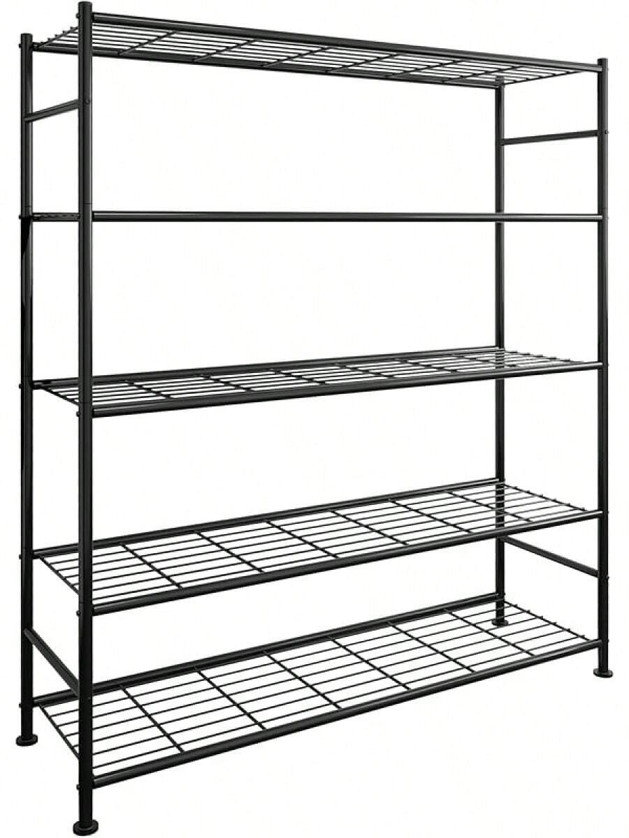 5 Tier Shelf Organizer, Heavy Duty Garage Shelving Unit With Leveling Feet, Stable Metal Shelves Organizer For Pantry, Kitchen And Closet
