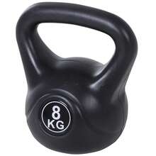 HOMCOM Kettlebell 8 kg, haltère avec poignée ergonomique, haltère à boule, musculation, entraînement, pour fitness, gym, noir - Noir - Voir 1