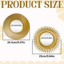 3pcs Plastic Vintage Gold Wall Mirrors, Home Decor With Hanging Hooks, Also Available Vintage Sunflower Pattern Decorations, Suitable For Living Room, Bedroom, Dining Room, Back To School Room Decor And Study Supplies - Multicolor - View 7