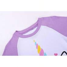 Girls Pure Cotton Summer Pjs Size 2T-14Years, Little Girls Short Sleeve 4-Piece Sleepwear Kids Toddler Pajamas Set - 白色和紫色的可愛貓咪 - 查看 3