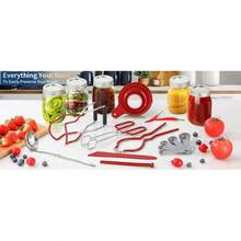 Glow HavenCanning Supplies Starter Kit,Canning Kit Beginners Of 9 With Jar Lifter,Wide Mouth Funnel,Wrench,Tongs,Lid Lifter,Bubble Popper,Canning Labels,Ladle,Measuring Spoon-Blue - 紅色 - 查看 3