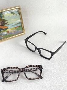 2 件装方形框架女士无度数眼镜，时尚百搭的日常配饰 - 彩色 - 查看 3