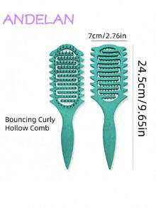1 件卷发梳 – 专业波浪边顺发梳，打造卷发和毛躁控制，男女适用软垫设计（减少断裂，增强光泽 – 沙龙级顺滑效果） - 彩色 - 查看 3
