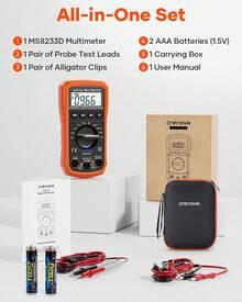 MS8233D Multimeter 6000 Counts Digital Multimeter DC AC Volt Meter Ohm Volt Amp Tester Measures Voltage Current Resistance Capacitance Continuity Diode Duty-Cycle Frequency NCV Live Wire Test - Orange - View 9