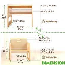 Weaning Table And Chair Set For Toddlers Age 1-3, Height Adjustable Toddler Table And Chair Set, Cube Kids Table Chair For Reading/Eating/Playing, Easy To Assemble - Maple - View 2