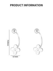 Clavo de ombligo de flor de plata de ley 999, estilo minimalista, hebilla de ombligo de moda y versátil para mujer, apta para el uso diario