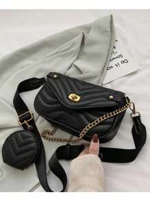 Asaloog WOMEN'S CROSSBODY BAG WITH COIN PURSE AND CHAIN HAND STRAP DC-819