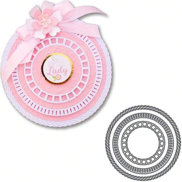 1pc Elegant Metal Circle Die Cutting Stencil - Ideal For Card Making, Scrapbooking, And Journaling - Perfect For DIY Greeting Cards & Wedding Decor, Wedding Stationery | Decorative Metal Die | Detailed Crafting, Metal Cutting Dies