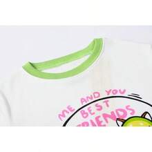 Girls Pure Cotton Summer Pjs Size 2T-14Years, Little Girls Short Sleeve 4-Piece Sleepwear Kids Toddler Pajamas Set - Quả bơ và quả dứa dễ thương - Xem 4