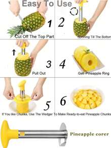1 Set Stainless Steel Pineapple Corer, Slicer, Peeler, Core Remover, Pineapple Preparation Tools, Durable Kitchen Gadgets For Fresh Pineapple, Stainless Steel Pineapple Slicer, Note: If No Black Color, Other Random Colors Will Be Sent (Color And Style Randomly)
