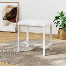 Small Vanity Stool, Cute Vanity Stools With Cushion, White Makeup Vanity Chair For Small Spaces, Living Room, Bedroom, Bathroom, Entryway, Ottoman Foot Rest For Couch Sillas Modern - 白色 - 查看 2