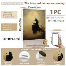 1pc, Canvas Wall Art, Hangable, Wall Art, Poster, Framed Wall Art, Waterproof, Autumn Decor, Halloween Decor, Halloween Witch Art Prints, Dark Academy Wall Decor, Vintage Scary Witch, Halloween Ambiance Decor Mural, Vintage Witch Wall Art, Halloween Decorative Art, Halloween Room Decor, Bathroom Decor, Living Room Decor, Bedroom Decor, Dining Room Wall Decor, Halloween Home Decor Aesthetics - Multicolor - View 20