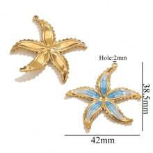 1/3 Stücke 304 Edelstahl modischer und einfacher Emaille Tropföl Seestern Muschel Anhänger DIY Halskette Ohrringe Schmuckzubehör für den täglichen Gebrauch und als Geschenk