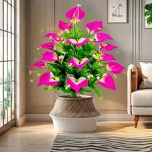 1 Bund mit 18 Köpfen Calla Lilien Künstliche Blumen für Heimdekoration, Wohnzimmer und Garten