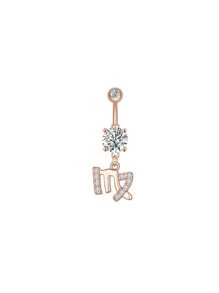 1 bucată culoare argintie culoare auriu-roz douăsprezece constelații zirconia sexy lung inel pentru buric piercing din oțel chirurgical femei inel pentru buric