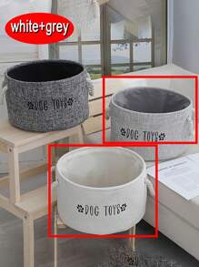 Cesta de almacenamiento grande de lona para juguetes de perro - Organizador espacioso y redondo para juguetes y accesorios de mascotas