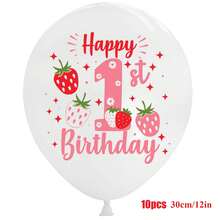 10 Pcs Strawberry Girly Lovely Party Decor Balloons Set – Suitable For Baby Birthday Party, Baby Shower ,Girl's Birthday, Girls'Party,Gender Reveal Party For Ages 1-6 - Multicolor - View 12