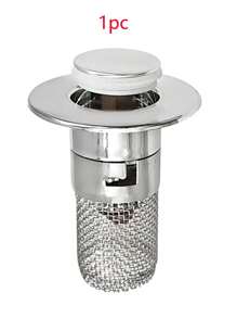 1/2/4pcs Stainless Steel Sink Drain Stopper With Filter Basket, Press-Down Odor-Proof Mechanism, Bathroom Sink Drain Filter