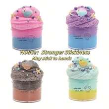 200ML 彩色蓬松云朵粘液，适合儿童海洋贝壳香味粘液，儿童 DIY 成人减压玩具，适合儿童节礼物，超柔软不粘，专注于缓解压力 DIY 惊喜粘液、生日礼物和复活节派对礼物（粘性更强）