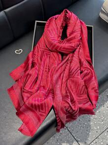 1 pieza Bufanda de mujer minimalista con estampado geométrico brillante, chal suave elegante, hijab, chal, pañuelo de cabeza perfecto para todas las estaciones, protección UV ligera