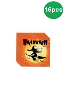 10 قطعة من لوازم حفلة هالوين، أطباق وأكواب ومناديل ورقية، أواني أكل قابلة للتخلص منها ، لديكورات هالوين بقوالب اليقطين البرتقالية والأشباح ، لأعياد الميلاد و حفلات هالوين