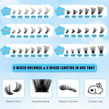 DIY Lash Extension Kit 720PCS D Curl Lash Clusters 30D 40D 60D 80D 100D Individual Lash Kit 8-16mm Volume Lashes With Lash Bond And Seal, Lash Tweezers, Lash Brush