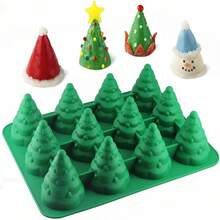 圣诞硅胶模具，大号圣诞烘焙模具，适用于迷你蛋糕、手工皂、巧克力、果冻、糖果和蜡烛，带圣诞树圣诞老人雪人形状硅胶模具圣诞节圣诞装饰品圣诞睡衣圣诞礼物圣诞装饰
