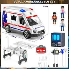 DOLOOWEE Ambulance Toy Truck , Large Toy Cars With Lights & Sounds, Emergency Vehicle Toys, Rescue Role Playset, Play & Learn Toys Christmas  Birthday Gifts - White - View 3