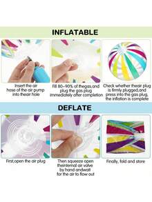 1 /3 Beach Ball, Large Colorful Inflatable Pool Water Toy, Party Decoration, Pool Ball, Summer Lawn, Beach Water Sports Team Inflatable Game, Party Gift, Transparent Inflatable And Easy To Carry, Can Be Blown Up And Deflated - Multicolor - View 6