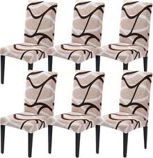 6 Pack Chair Covers For Dining Room,Soft Spandex Removable Washable Anti-Dust Seat Slipcover, Protector For Hotel,Office,Ceremony,Banquet Wedding Party(Beige, Set Of 6) - Khaki - View 10