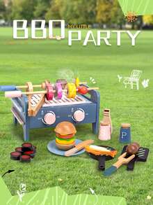 33 件厨房玩具套装，烧烤玩具烤架，烹饪玩具套装，小厨师玩具，儿童烧烤玩具套装，儿童互动烧烤，男孩女孩生日礼物