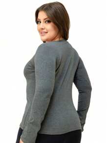 Blusa Manga Longa Viscolycra Gola V Feminina Segunda Pele
