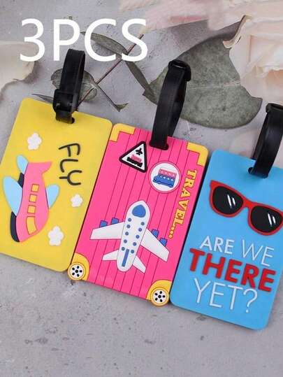 Bộ 3 thẻ hành lý PVC cá nhân hóa, thẻ nhận dạng hành lý, thẻ lên máy bay, phụ kiện du lịch, bộ quà tặng nhỏ dành cho nữ.