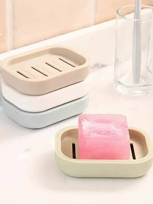 1/3 Stücke, doppellagige japanische Seifenschale mit Deckel, quadratisch geformte Toilette, Kunststoff Ablauf Seifenschale, Haushalt Seifenhalter, geeignet für Küche, Badezimmer, Waschbecken, Badezimmer, Wohnheim, Hotel