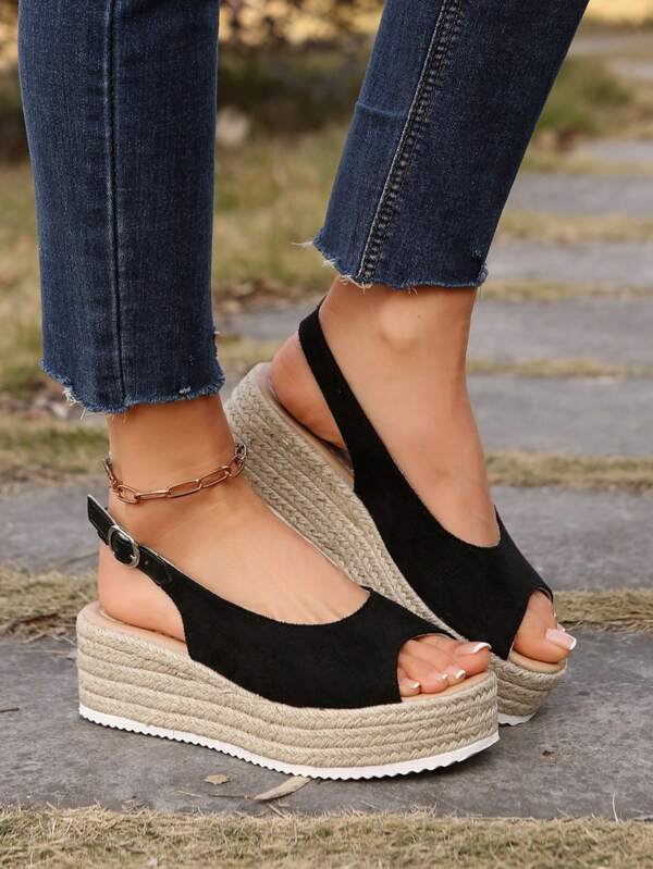 Sandales compensées à plateforme pour femmes, nouvelles sandales d'été à semelle épaisse tressée, imperméables, à bout ouvert et à talons hauts