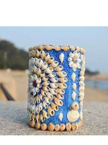 صندوق تخزين زخرفي، حامل أقلام، منظم مستحضرات التجميل، ديكور غرفة، هدية عملية وإبداعية للنساء والفتيات في عيد الميلاد، من صنع الأصداف الطبيعية