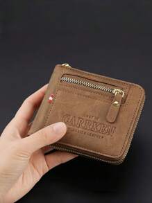 Carteira compacta masculina com zíper,, com bolso com zíper, compartimentos multifuncionais para cartões e porta-identidade, moderna e prática para o uso diário, presente de Natal/Carnaval, acessório moderno para jovens