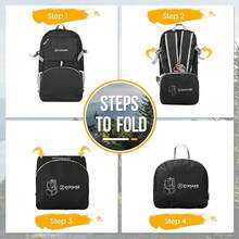 ZOMAKE Mochila para Acampar Plegable de 35L- Mochila de Senderismo-Mochila de Viaje Ligera Para Hombre Mujer-Impermeable-Adecuado para Camping-Escalada-Deportes-Ciclismo - Negro - Ver 2