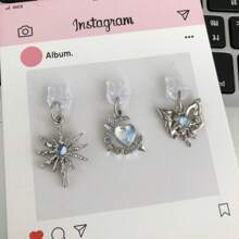 Tapón antipolvo tipo C para puerto de carga con diseño de corazón, mariposa y estrella, accesorio decorativo colgante para smartphones, tabletas, electrónica y amantes de los gadgets
