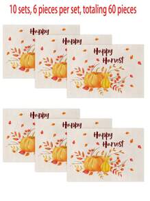 1 buc/4 buc/6 buc/60 buc covorașe izolate cu veveriță, dovleac, frunze de arțar, covorașe din in Hello Autumn, covorașe ușor de curățat, potrivite pentru casă, restaurant, decor pentru masă, rechizite pentru casă