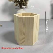 1 قطعة حامل أقلام بنمط الخشب DIY ، قاعدة خشبية لتخزين على المكتب بصورة عمودية، مساحة خشبية للرسم بالطين والفسيفساء اليوم الوطني