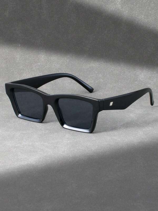1 Pair Men's Large Frame Geometric Solid Color Casual Outdoor Stylish Fashion Glasses, Versatile Personalized Daily Glasses