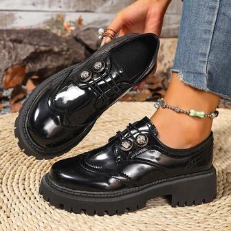 Mocasines con suela gruesa para mujer, Diseño británico bohemio de estilo Primavera Otoño 2025 MelRode Planos