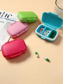 便携式旅行药盒防潮药丸整理器可重复使用药盒男女通用药品计划器日常口袋药盒可容纳维生素药物和补充剂家庭旅行必备配件户外办公室返校 - 彩色 - 查看 3